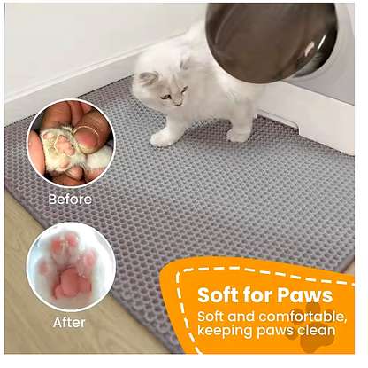 Soft on paws - cat litter mat before and after comparison