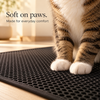 Soft on paws: cat paws resting on the soft honeycomb surface of the PawProof mat